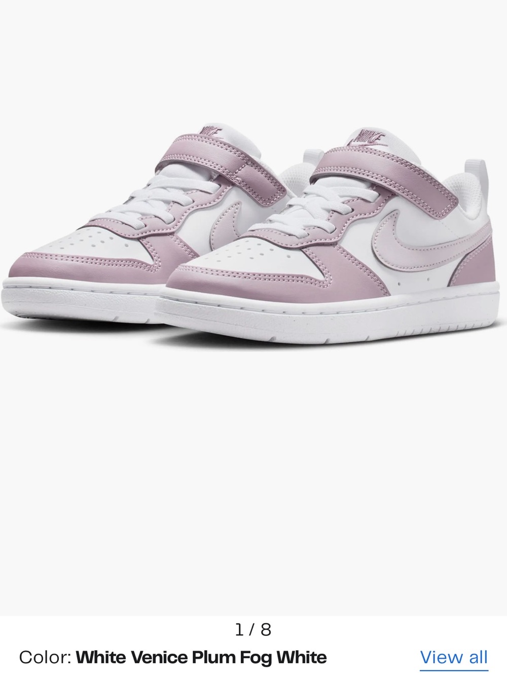 Nike Kids White and Plum Low-Top Sneakers - Girls Size 2